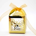 Golden music note laser-cut candy box with orange organza ribbon for gifts - Reflective Gold