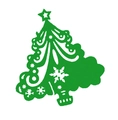 Green cutout Christmas tree place card with snowflake patterns for holiday table decor - Dark Green