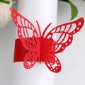 Laser-cut red butterfly napkin ring with sparkling pearlescent finish for wedding decor - Pearlescent Red