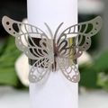 Silver butterfly napkin ring with hollow-out metal wings for elegant wedding table decor - Reflective Silver