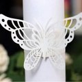 Elegant white laser cut butterfly paper napkin ring for wedding and banquet table decor - White