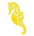 Laser cut yellow seahorse place card for wine glasses with elegant hollow patterns - Gold