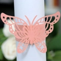 Laser-cut coral pink butterfly napkin ring with a pearlescent finish for wedding decor - Pink
