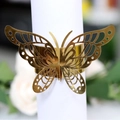 Eleganter goldener Schmetterling Serviettenring mit Laser-Cut Design für Hochzeiten - Reflektierendes Gold