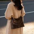 Retro chocolate brown suede tote bag for women with matching envelope pouch for daily commute - Coffee
