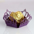 Purple laser-cut crown paper chocolate wrapper with intricate hollow heart detail - 3.5cm / Dark Purple