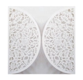 Élégante invitation de mariage blanche découpée au laser avec motif de roses - Blanc