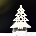 White laser-cut Christmas tree wine glass cards for festive holiday party table decor - White