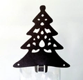 Laser cut black Christmas tree glass card with hollow snowflake design for table decoration - Black