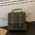 Retro diepolijfkleurige rugzak met witte stiksels en gouden gespdetails - Groen