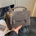 Chic dark brown vintage style crossbody bag with retro matte texture and gold hardware - Brown
