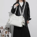 Minimalistische vintage witte tote bag met meerdere zakken en koorddetails voor dames - Wit
