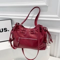Retro dieprode oversized draagtas met zilveren ritsen en metalen ogen voor dames - Rood