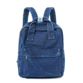 Minimalistischer dunkelblauer Cord-Rucksack für Studenten mit Doppelgriffen und Taschen - Dunkelblau