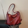 Borsa a spalla minimalista da donna in pelle PU bordeaux per la moda invernale chic - Rosso
