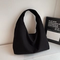 Bolso tote negro de pana para mujer con gran capacidad y correa ancha para el hombro - Negro