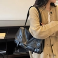 Borsa a tracolla vintage nera classica in ecopelle con spallina regolabile - Nero