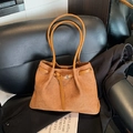 Sac fourre-tout tressé marron avec double bandoulière et boucle pour femmes - Marron