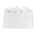 Élégantes cartes de table papillon découpées au laser en papier perlé blanc de mariage - Blanc