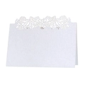 Elegant laser-cut rose hollow place card in pearl white paper for wedding table decor - White