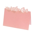 Marque-places papillon rose découpés au laser en papier perlé pour décor de mariage - Rose