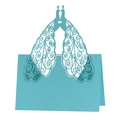 Élégante carte de table bleu paon découpée au laser en papier perlé de qualité supérieure - Bleu Tiffany