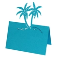3D tropical coconut tree pop-up place card in bright blue pearlescent paper - Sky Blue