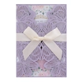 Invitations de mariage découpées au laser lavande avec ruban et papier perlé - Lilas
