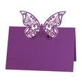 Detail of laser-cut butterfly place card in deep purple for wedding table settings - Dark Purple