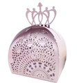 Elegant lavender laser-cut favor box with intricate lace patterns and a golden crown handle - Light Purple