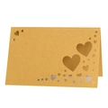 Golden laser-cut heart seat cards for weddings featuring a pearlized shimmer finish - 50 Pieces/Pack / Gold