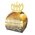 Goldene lasergeschnittene Kronen-Süßigkeitenbox mit Hohlmuster für Hochzeitsgeschenke - Reflektierendes Gold