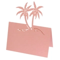 Pink laser-cut beach palm tree place card with shimmering pearlescent paper finish - Pink