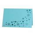 Sky blue laser-cut heart and snowflake pattern foldable wedding place card in pearlescent paper - Tiffany Blue