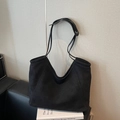 Bolso tote minimalista de ante negro con gran capacidad y acabado mate para mujer - Negro