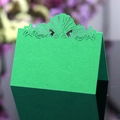 Laser-cut green shell and starfish place card for wedding reception table seating - Dark Green