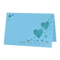 Elegant light blue laser-cut heart place cards with glitter finish for wedding table decor - 50 Pieces/Pack / Tiffany Blue
