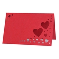 Red laser-cut heart place card for weddings with intricate hollow butterfly patterns - 50 Pieces/Pack / Pearl Red