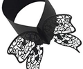 Detail of laser-cut black paper butterfly napkin rings featuring intricate heart patterns - Black