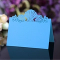Sky blue laser-cut place card with shell and starfish ocean theme in pearlescent paper - Sky Blue