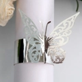 Rond de serviette papillon argenté découpé au laser avec motif floral et miroir - Argent Réfléchissant