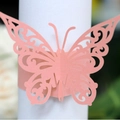 Rond de serviette papillon découpé au laser rose pêche avec motif ajouré élégant - Rose