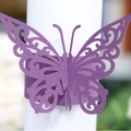 Laser-cut purple paper butterfly napkin rings with intricate patterns for party decor - Dark Purple