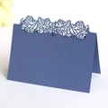 Marque-place bleu marine avec découpe laser florale pour décoration de table de mariage - Bleu Royal