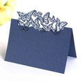 Elegant navy blue laser cut butterfly place card for wedding table seating - Sapphire Blue