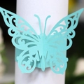 Teal blue laser-cut butterfly napkin ring made of pearlescent paper with glitter - Tiffany Blue