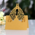 Elegante segnaposto pavone dorato tagliato al laser in carta perlata per matrimoni - Oro