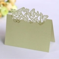 Elegant light green laser cut butterfly place card with a pearlescent finish for weddings - Emerald Green