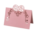 Pink laser-cut heart place card for weddings with romantic vine patterns and cardstock - Pink