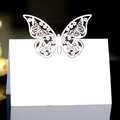 3D laser cut butterfly wedding place card in white paper for table setting decoration - White